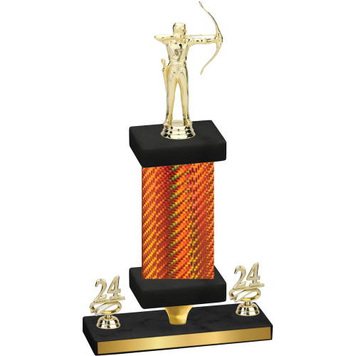 Premium Single Orange Carbon Fiber Year Archery Trophy
