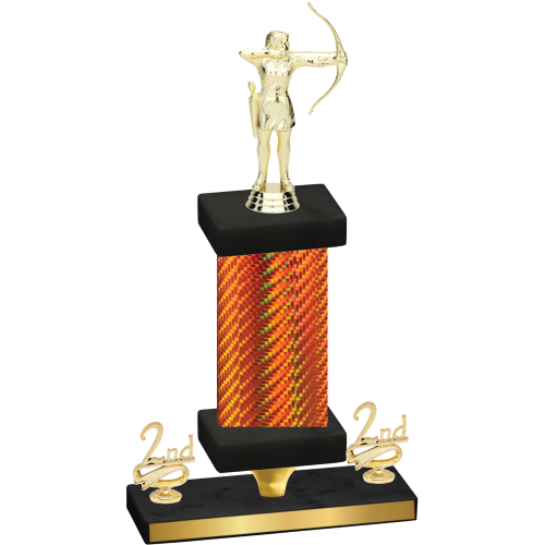 Premium Single Orange Carbon Fiber Second Place Archery Trophy