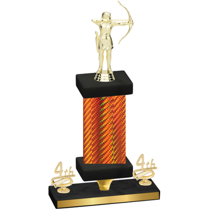 Premium Single Orange Carbon Fiber Fourth Place Archery Trophy