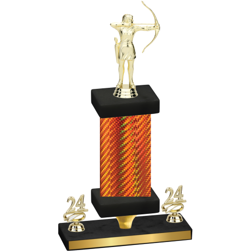 Premium Single Orange Carbon Fiber Year Archery Trophy