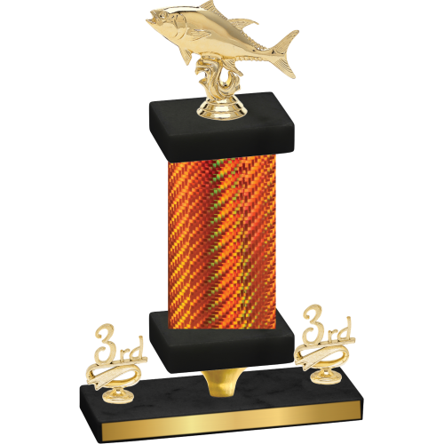 Premium Single Orange Carbon Fiber Third Place Fishing Trophy