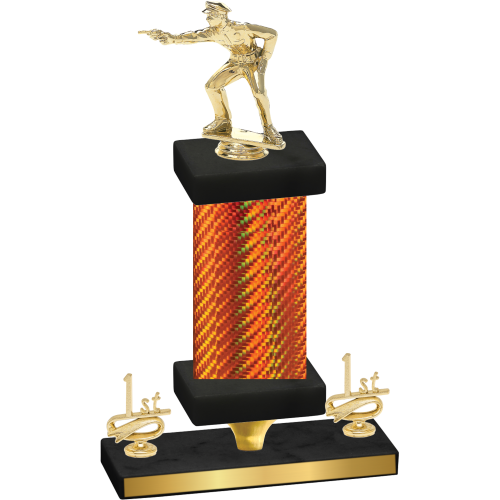 Premium Single Orange Carbon Fiber First Place Shooter Trophy