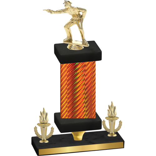 Premium Single Orange Carbon Fiber Victory Shooter Trophy