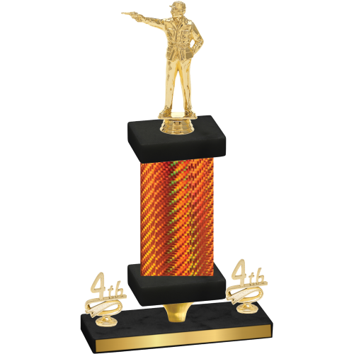 Premium Single Orange Carbon Fiber Fourth Place Shooter Trophy