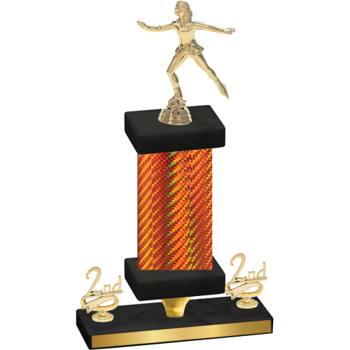 Premium Single Orange Carbon Fiber Second Place Skater Trophy