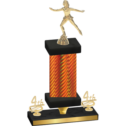 Premium Single Orange Carbon Fiber Fourth Place Skater Trophy