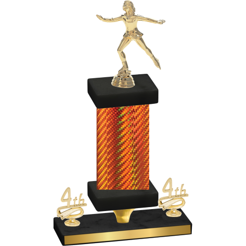 Premium Single Orange Carbon Fiber Fourth Place Skater Trophy