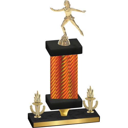 Premium Single Orange Carbon Fiber Victory Skater Trophy