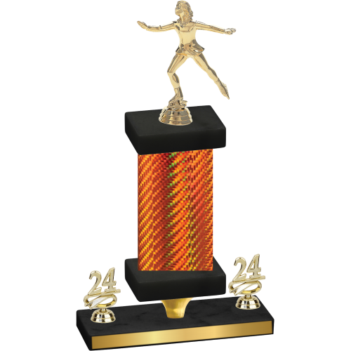 Premium Single Orange Carbon Fiber Year Skater Trophy