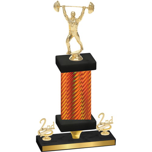 Premium Single Orange Carbon Fiber Second Place Weights Trophy