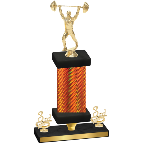 Premium Single Orange Carbon Fiber Third Place Weights Trophy