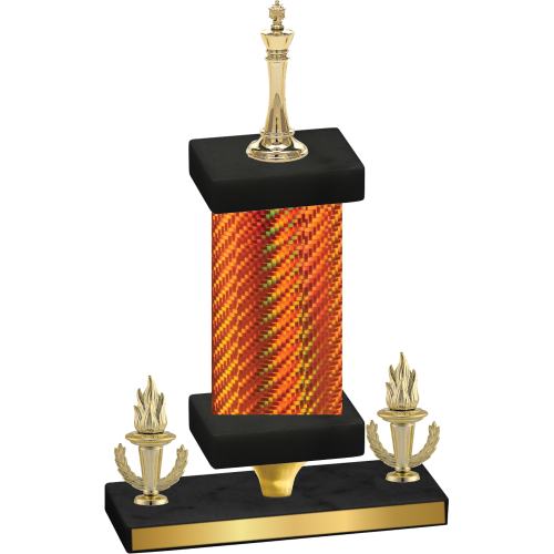 Premium Single Orange Carbon Fiber Victory Chess Trophy
