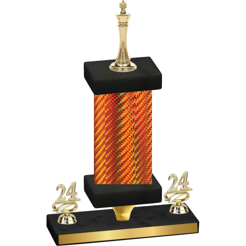 Premium Single Orange Carbon Fiber Year Chess Trophy