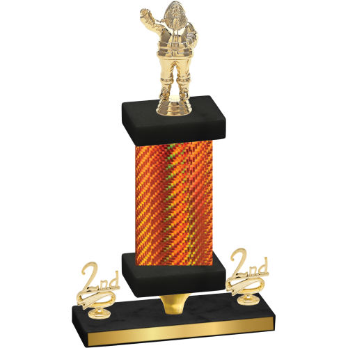 Premium Single Orange Carbon Fiber Second Place Holiday Trophy