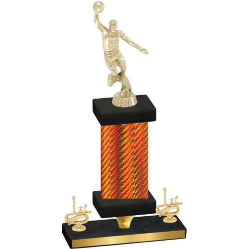 Premium Single Orange Carbon Fiber First Place Basketball Trophy