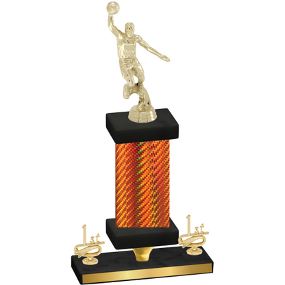 Premium Single Orange Carbon Fiber First Place Basketball Trophy