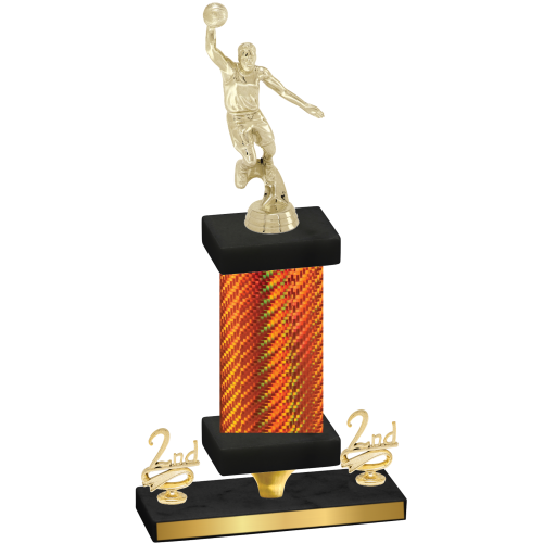 Premium Single Orange Carbon Fiber Second Place Basketball Trophy
