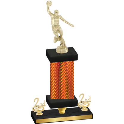 Premium Single Orange Carbon Fiber Second Place Basketball Trophy