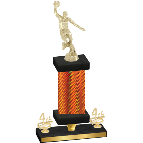 Premium Single Orange Carbon Fiber Fourth Place Basketball Trophy