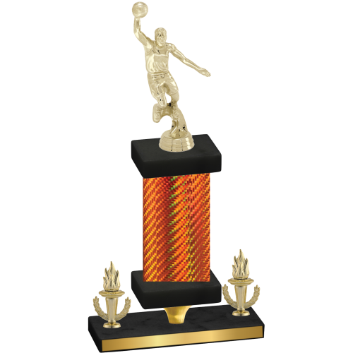 Premium Single Orange Carbon Fiber Victory Basketball Trophy