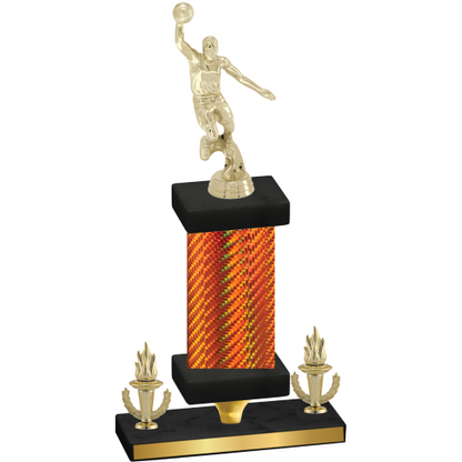 Premium Single Orange Carbon Fiber Victory Basketball Trophy