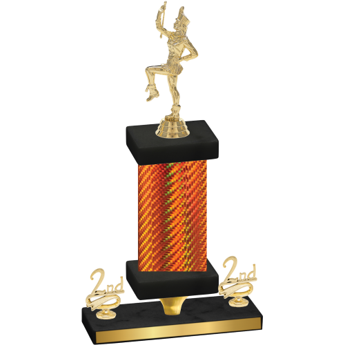 Premium Single Orange Carbon Fiber Second Place Majorette Trophy