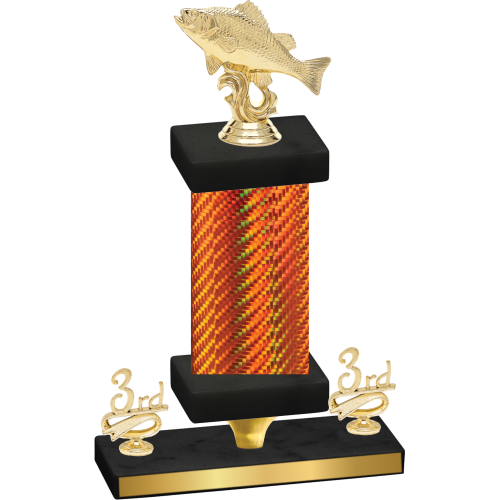 Premium Single Orange Carbon Fiber Third Place Fishing Trophy