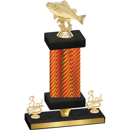 Premium Single Orange Carbon Fiber Third Place Fishing Trophy