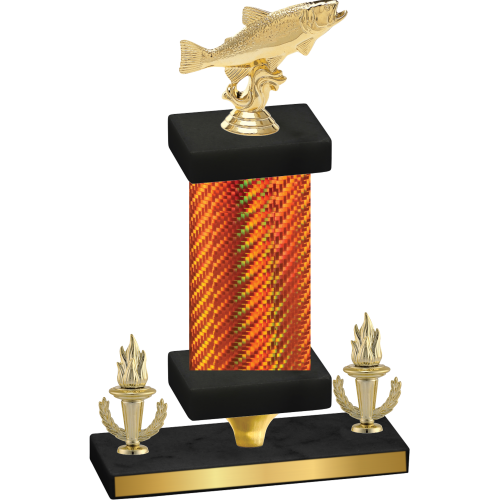 Premium Single Orange Carbon Fiber Victory Fishing Trophy