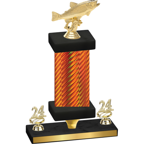 Premium Single Orange Carbon Fiber Year Fishing Trophy