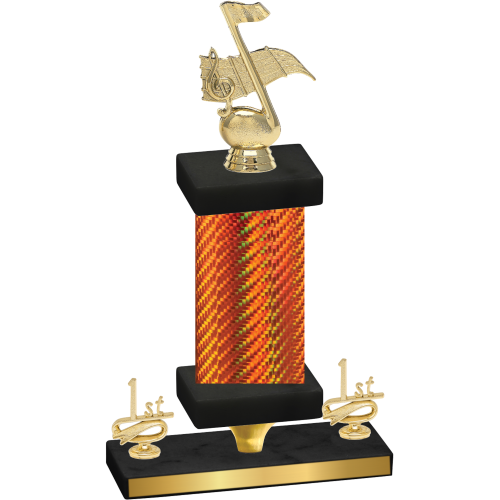 Premium Single Orange Carbon Fiber First Place Music Trophy