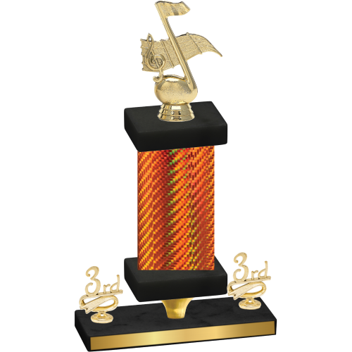 Premium Single Orange Carbon Fiber Third Place Music Trophy