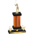 Premium Single Orange Carbon Fiber Second Place Golf Trophy