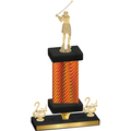 Premium Single Orange Carbon Fiber Second Place Golf Trophy
