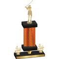 Premium Single Orange Carbon Fiber Fourth Place Golf Trophy