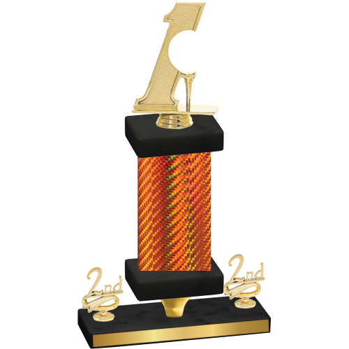 Premium Single Orange Carbon Fiber Second Place Golf Trophy