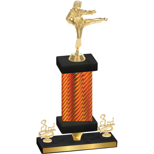Premium Single Orange Carbon Fiber Third Place Karate Trophy