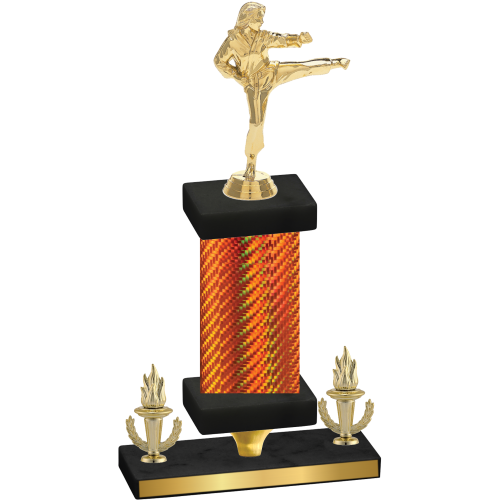 Premium Single Orange Carbon Fiber Victory Karate Trophy