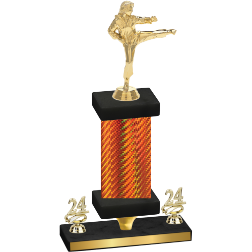 Premium Single Orange Carbon Fiber Year Karate Trophy