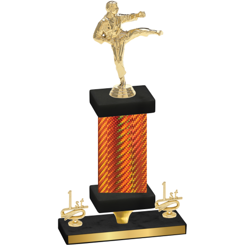 Premium Single Orange Carbon Fiber First Place Karate Trophy