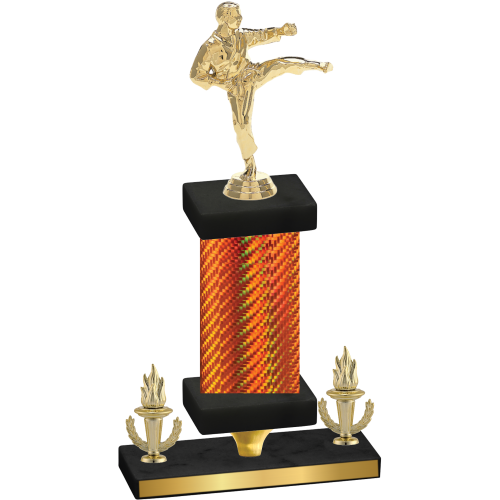 Premium Single Orange Carbon Fiber Victory Karate Trophy