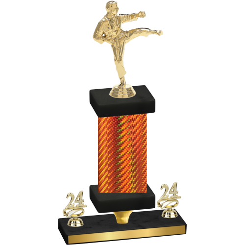 Premium Single Orange Carbon Fiber Year Karate Trophy