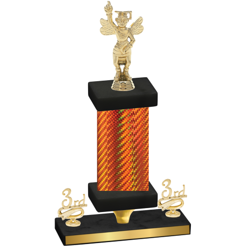 Premium Single Orange Carbon Fiber Third Place Academics Trophy