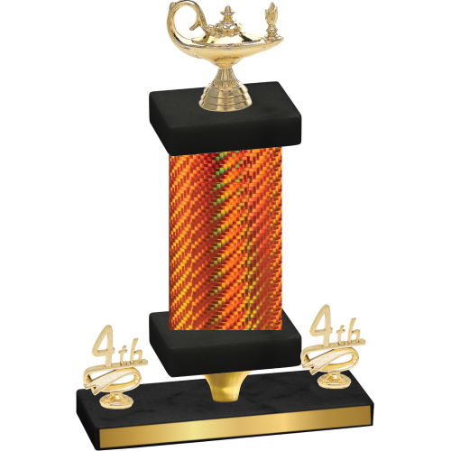 Premium Single Orange Carbon Fiber Fourth Place Academics Trophy