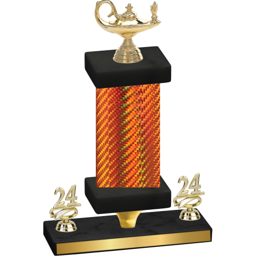 Premium Single Orange Carbon Fiber Year Academics Trophy