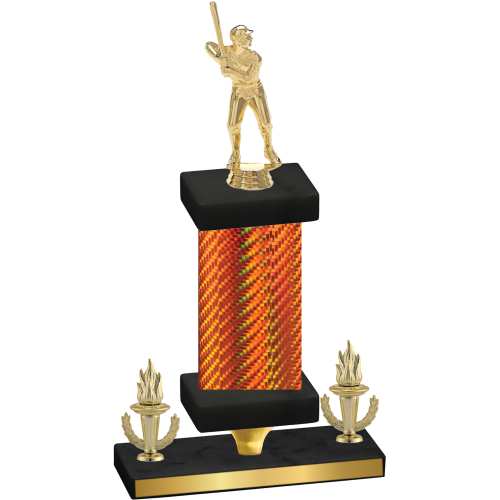 Premium Single Orange Carbon Fiber Victory Baseball Trophy