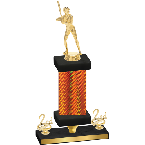 Premium Single Orange Carbon Fiber Second Place Softball Trophy