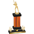 Premium Single Orange Carbon Fiber Fourth Place Softball Trophy