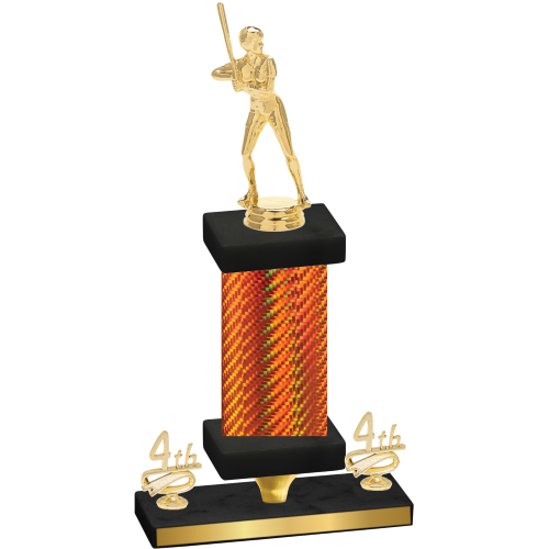 Premium Single Orange Carbon Fiber Fourth Place Softball Trophy