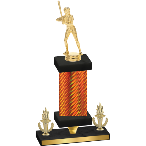 Premium Single Orange Carbon Fiber Victory Softball Trophy